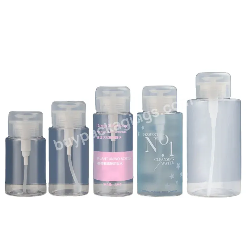 Fts 150ml/200ml/250ml/300ml/500ml Pet Luxury Plastic Makeup Remover Bottle Nail Polish Push Pump Packaging