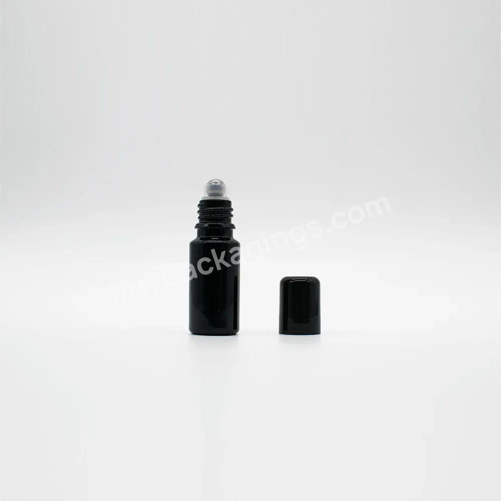 Fts 15ml Glass Roller Bottle Black Matte Perfume Glass Bottle Roll On Bottle With Black Lid