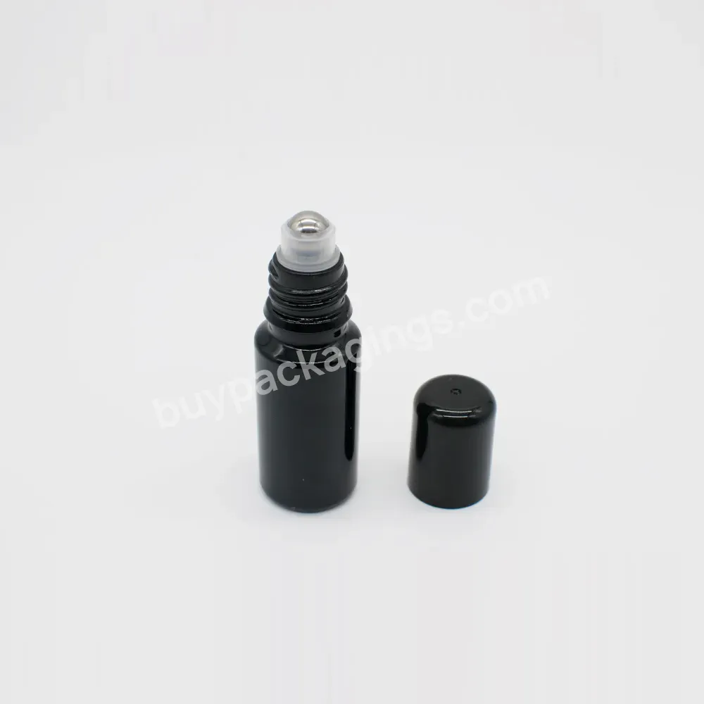 Fts 15ml Glass Roller Bottle Black Matte Perfume Glass Bottle Roll On Bottle With Black Lid