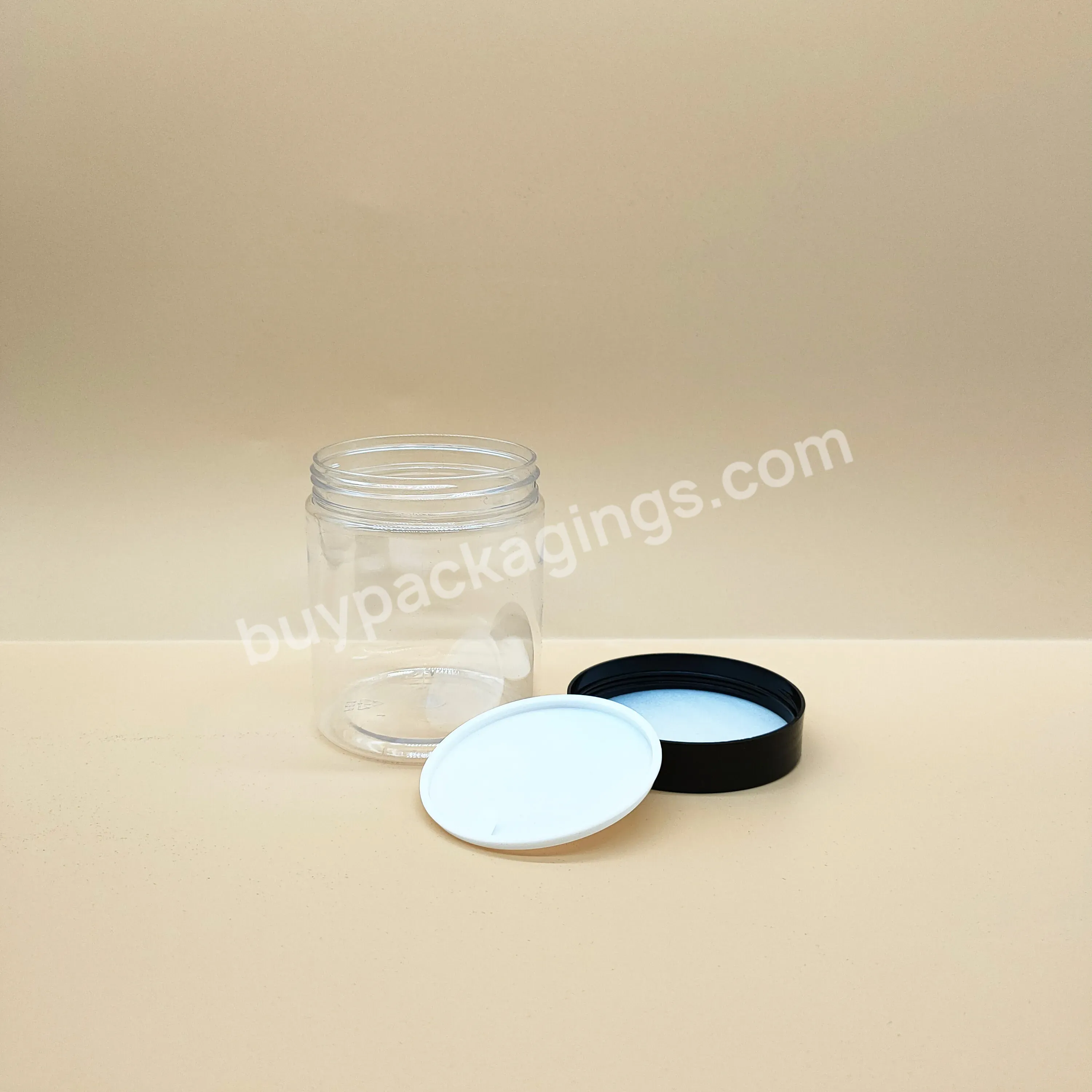 Fts Custom Cosmetic Packaging 200g Cream Bottle Plastic Packaging Material Black Cover Wide Mouth Cream Bottle