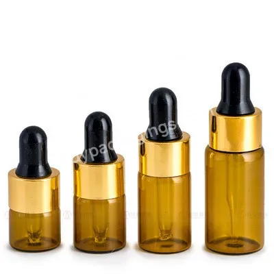 Fts Custom Cosmetic Packaging Brown Glass Hair Oil Essential Oil Dropper Bottle 1ml 2ml 3ml 5ml