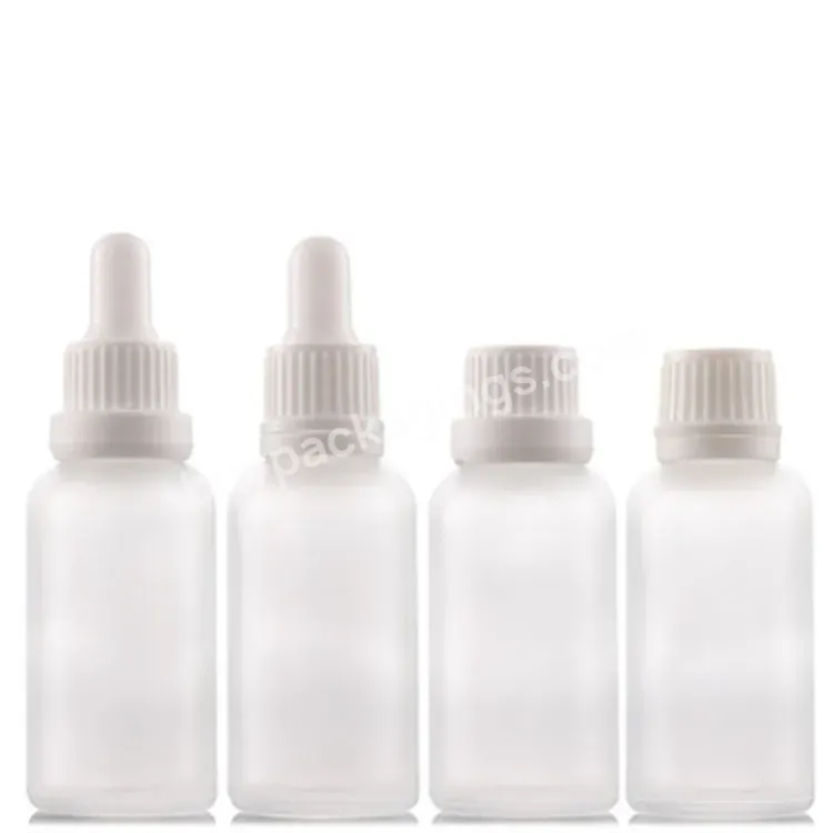 Fts Wholesale Round Empty Cosmetic Packaging 30ml Custom Hair Oil White Glass Dropper Bottle