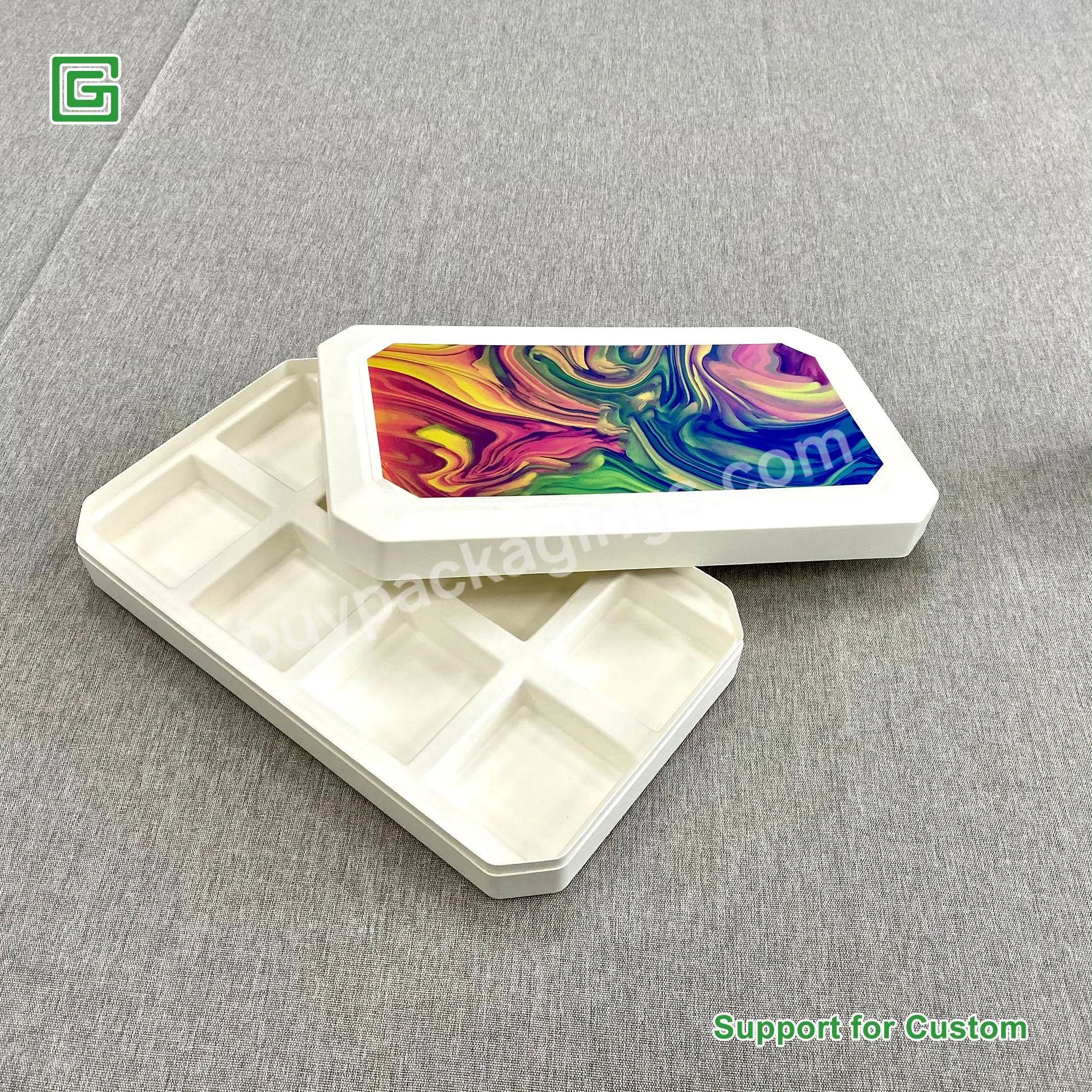 Full Color Biodegradable Bagasse Material Custom Logo Printed Rigid Luxury Box Printing With Free Design