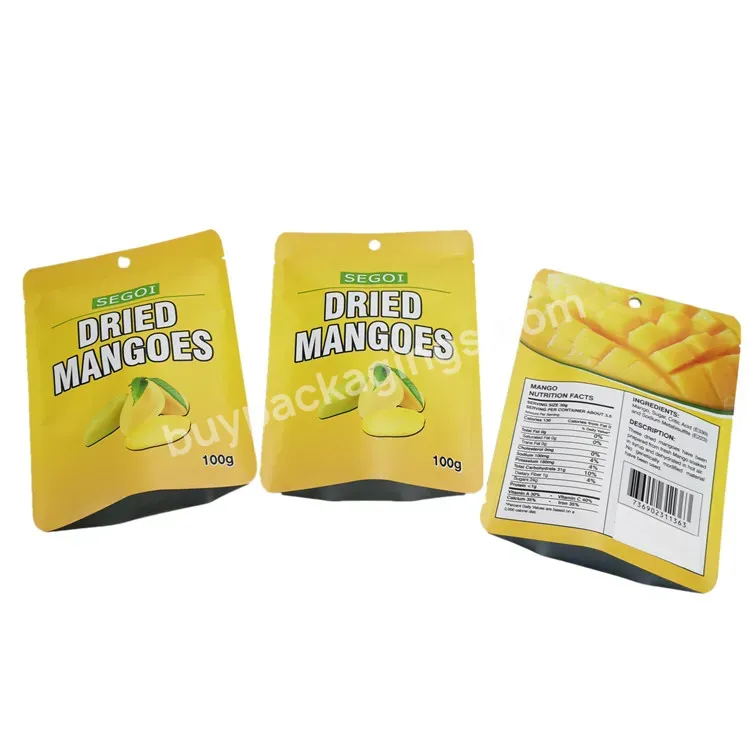 Full Color Printing Small Flat Powder Bag Smell Proof Plastic Snack Mango Dried Fruit Package Snack Food Pouch