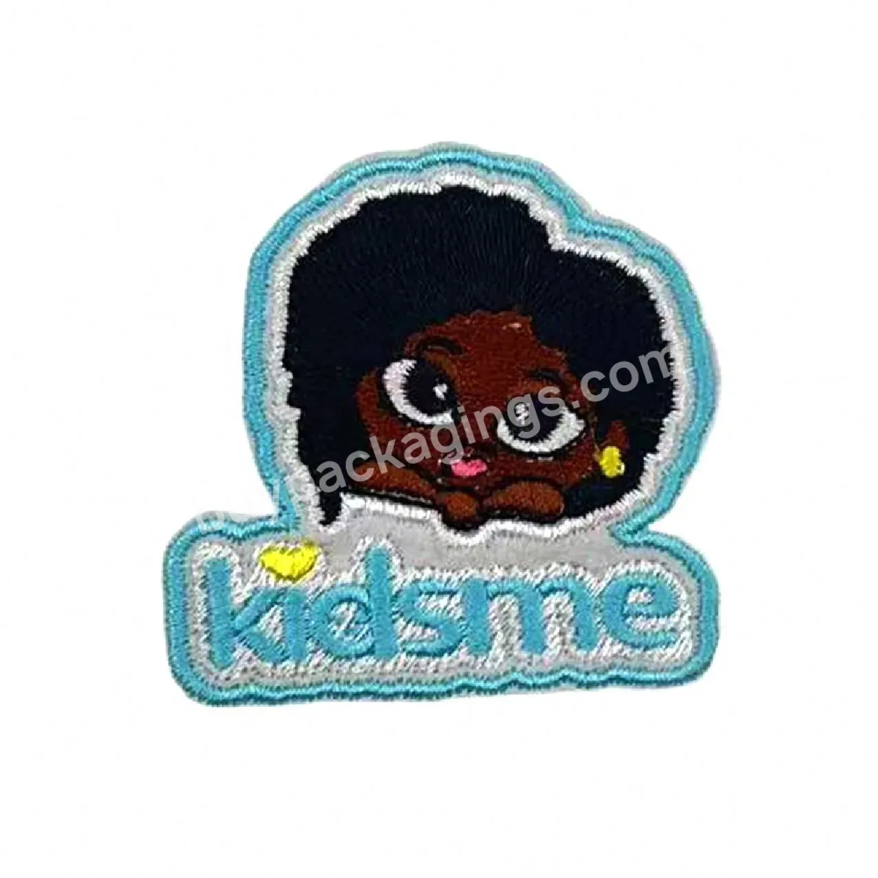 Funny Patches Customized Design Iron On Black Girl Woven Embroidery For Clothing