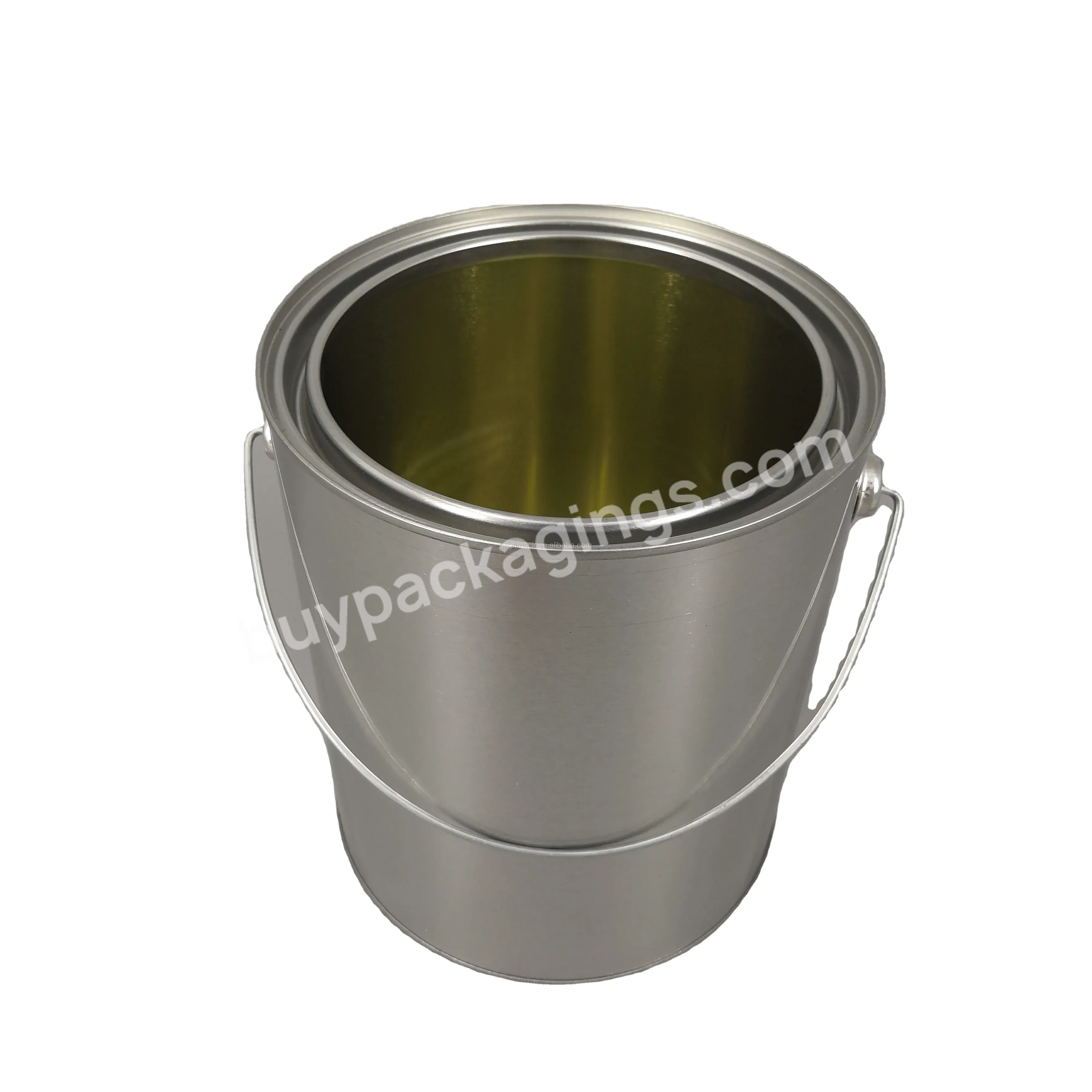 Gallon Round Metal Paint Pail Epoxy Lined With Triple Tight Lid And Metal Handle
