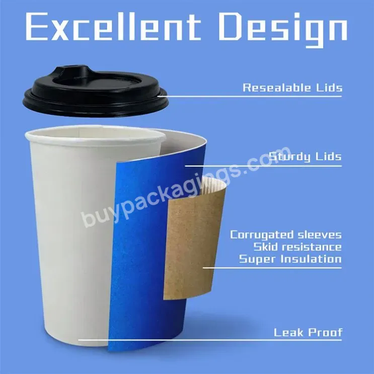 Get!!! 4oz/8oz/12oz/16oz/20oz Double Wall Hot Disposable Coffee Paper Cup With Lid