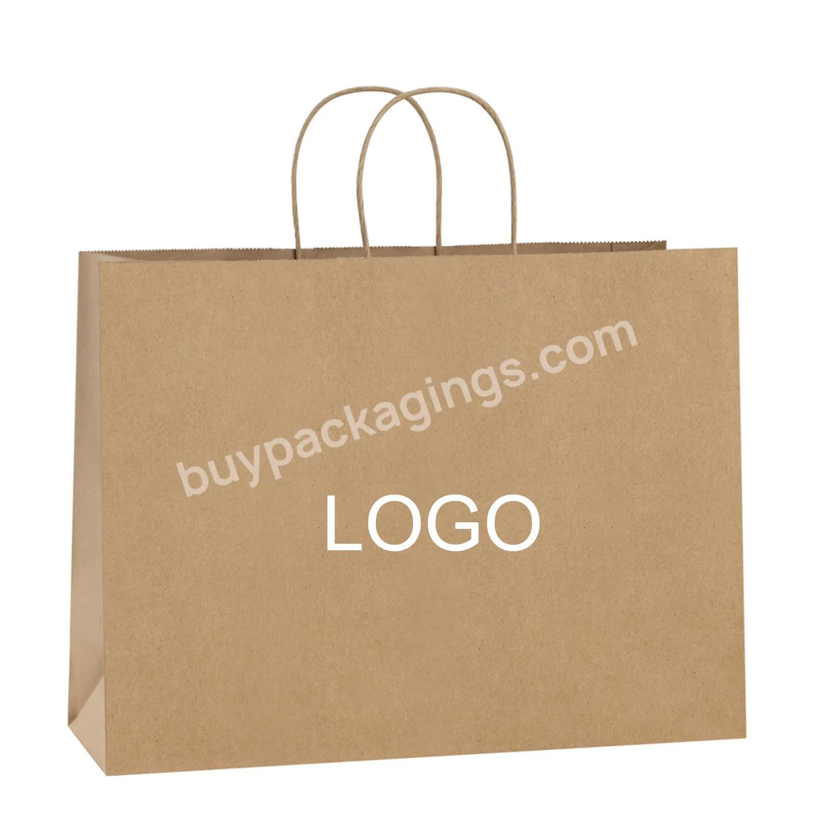 Gift Bag Supermarket Packing Kraft Paper Bag Natural High Quality Customized Customized Logo Printing Recyclable Customized Size
