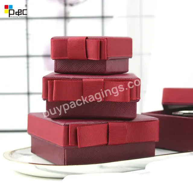 Gift Boxes For Jewelry Packing Premium Velvet Paper Jewelry Bow Gift Box Large Exquisite Packing Box Jewelry