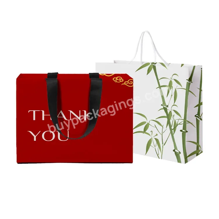 Gift Paper Bag Wholesale Custom Printed Small Luxury Green Cardboard Shopping Gift Shopping Bags With Handle