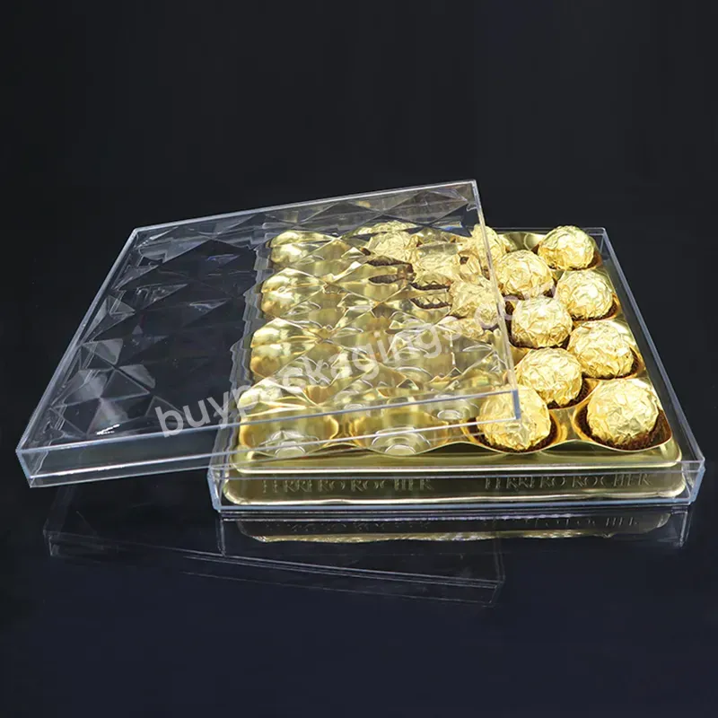 Gift Storage Cookie Dessert Sweets Snack Box For Ferrero Rocher Chocolate Clear Packaging Chocolate Plastic Confectionery Box