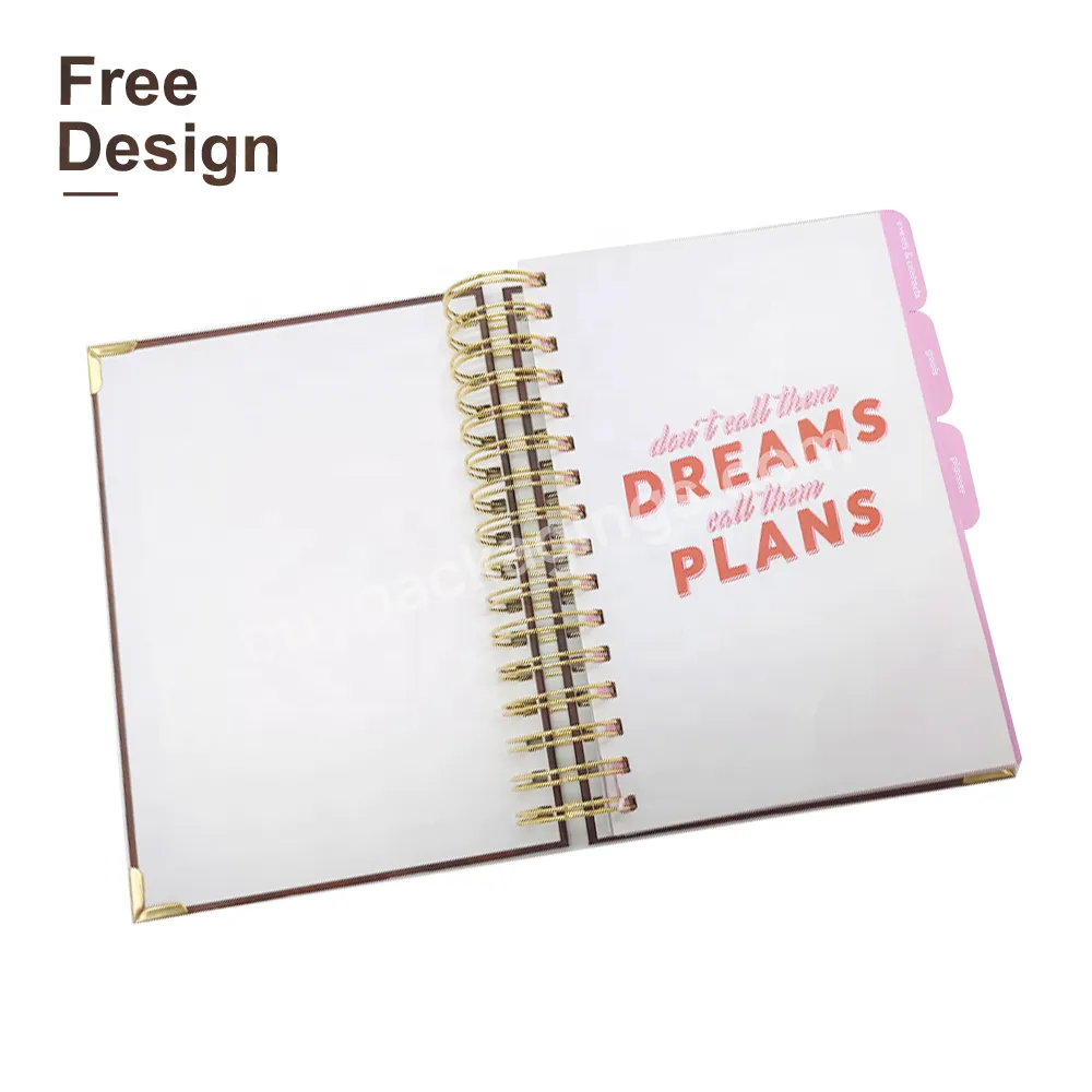 Girl Gift Custom Gold Logo Pink 2023 Week Plan Print Self-care Magazine Planner Custom Printing