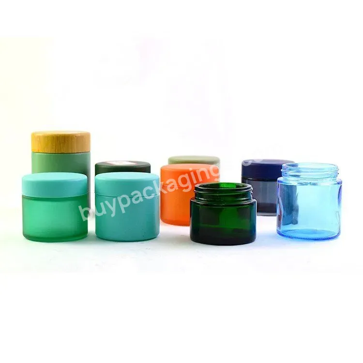 Glass Bamboo Lid Jar For Cosmetic Cream Jars Container Eco Friendly Frosted Matte Clear Amber Green Blue Black Body Eye Essence - Buy Glass Bamboo Lid Jar For Cosmetic Cream Jars Container Eco Friendly Frosted Matte Clear Amber Green Blue Black Body