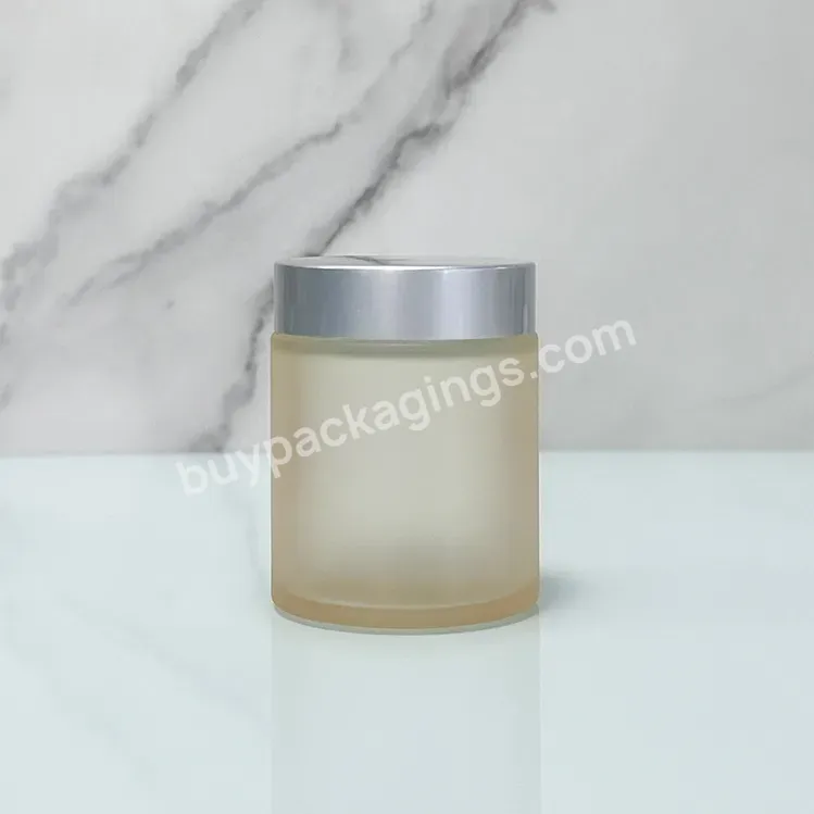 Glass Jar 50g Light Orange Glass Cosmetic Cream Jar With Plastic Silver Lid