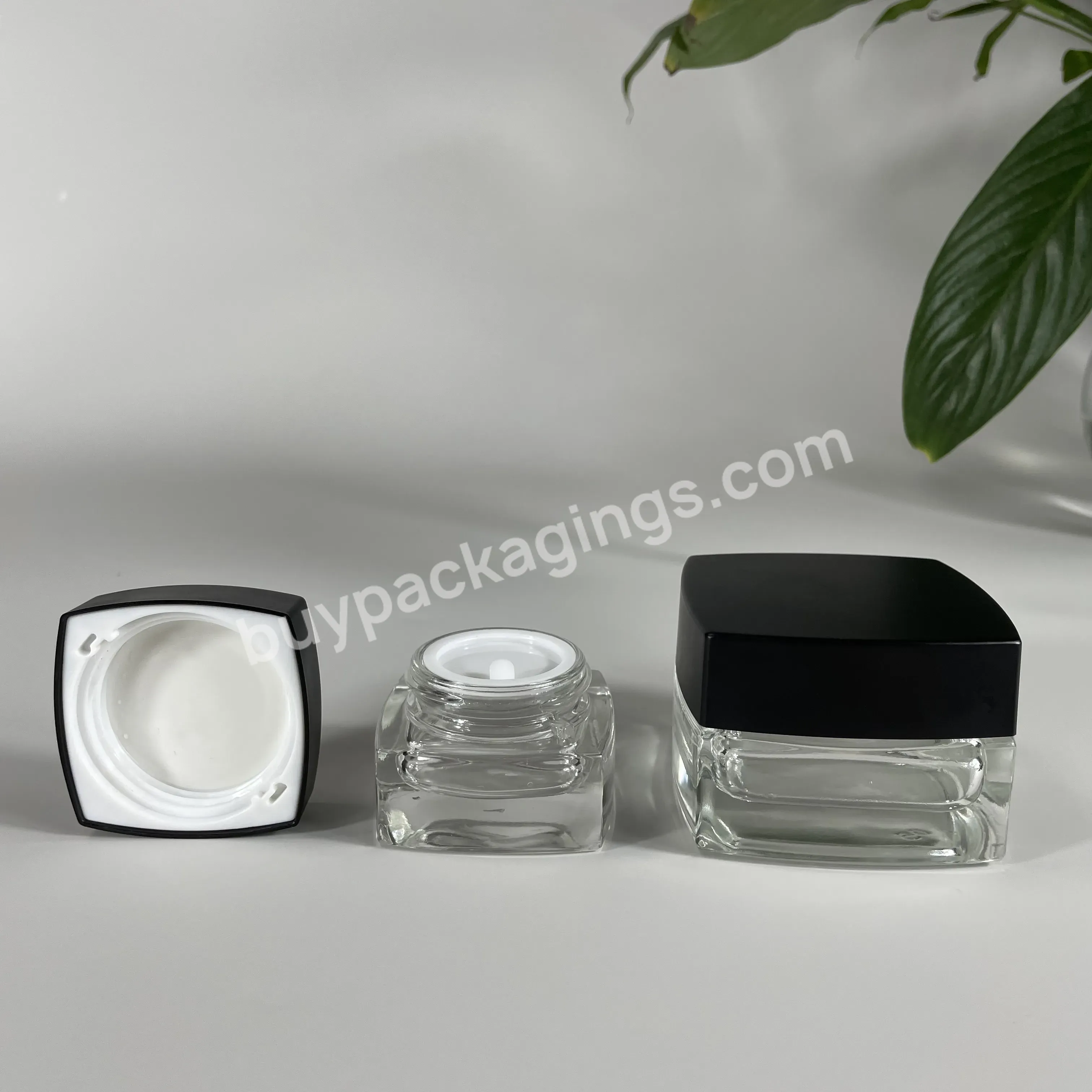 Glass Jar For Skin Care Cream Jars 30g 30ml Environmental Black Lid Glass Bottle Cream Jars Empty Cosmetic Container - Buy Glass Jar For Skin Care Cream,Square Cream Jar Glass,Glass Bottle Cream Jars Empty Cosmetic Container.