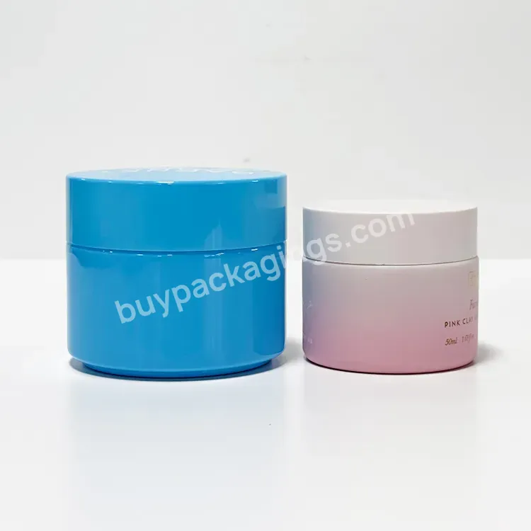 Glass Packaging 30ml 50ml Pink Blue Empty Face Cream Cosmetic Glass Jar With Plastic Blue White Lid