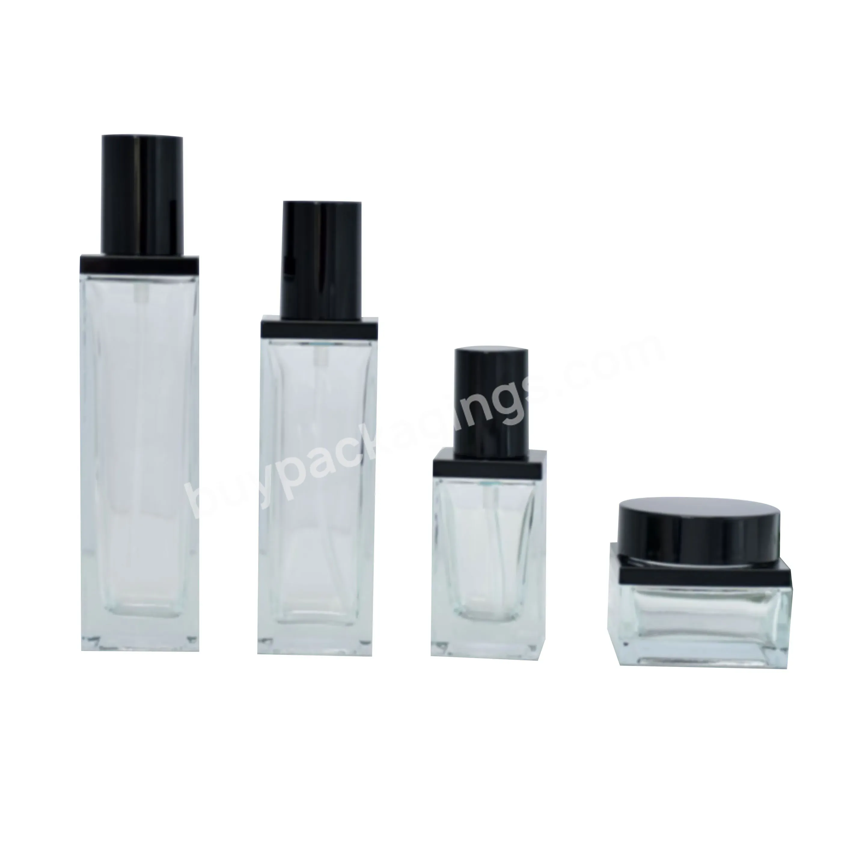 Glass Set Cosmetic Glass Packaging 40ml 100ml 120ml Flat Shoulder Glass Lotion Bottle 30g 50g Cream Jar