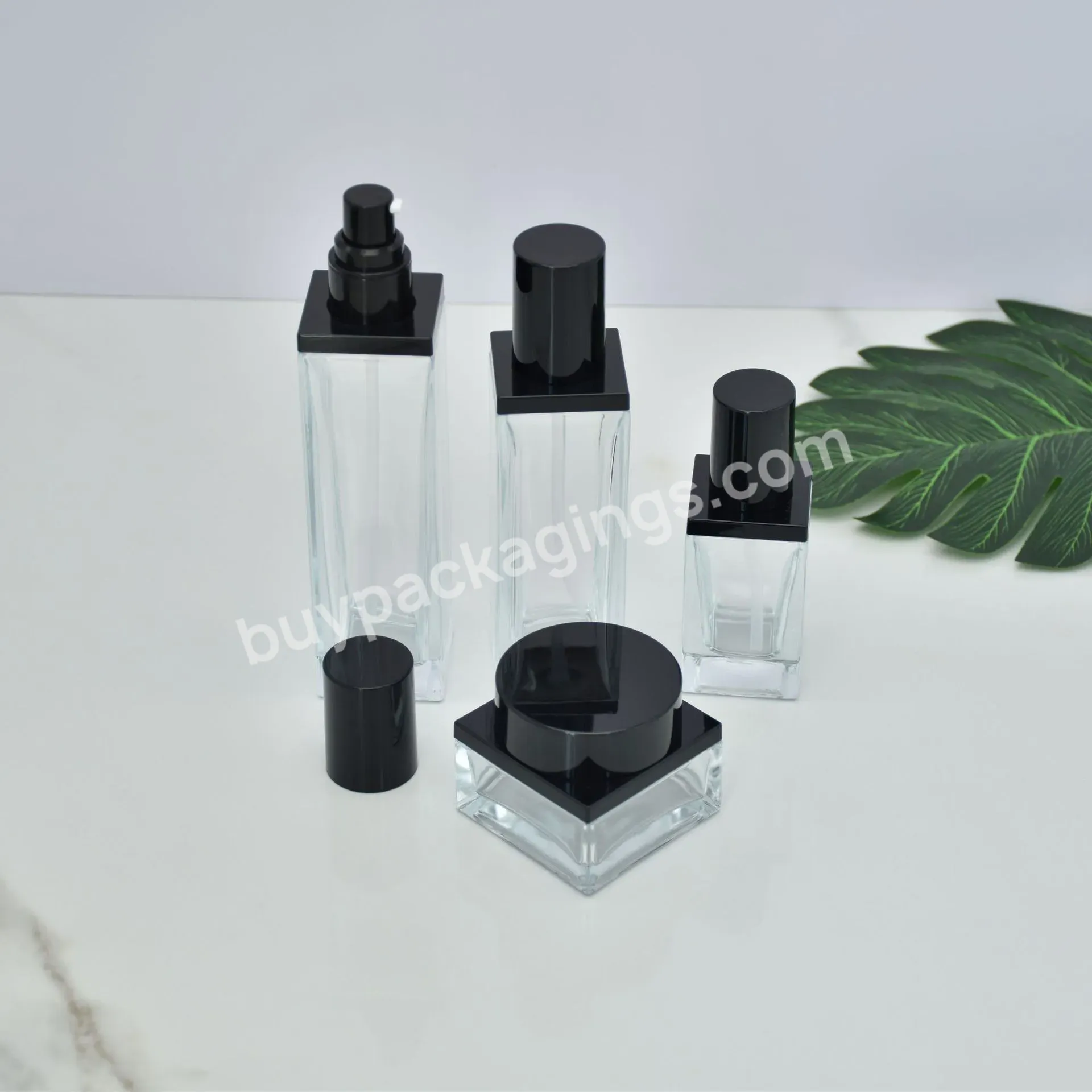 Glass Set Cosmetic Glass Packaging 40ml 100ml 120ml Flat Shoulder Glass Lotion Bottle 30g 50g Cream Jar