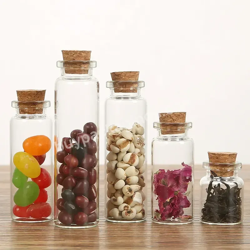 Glass Storage Bottle With Cork Stopper Display Spices Food Saffron Jars Container Transparent Vials Jars