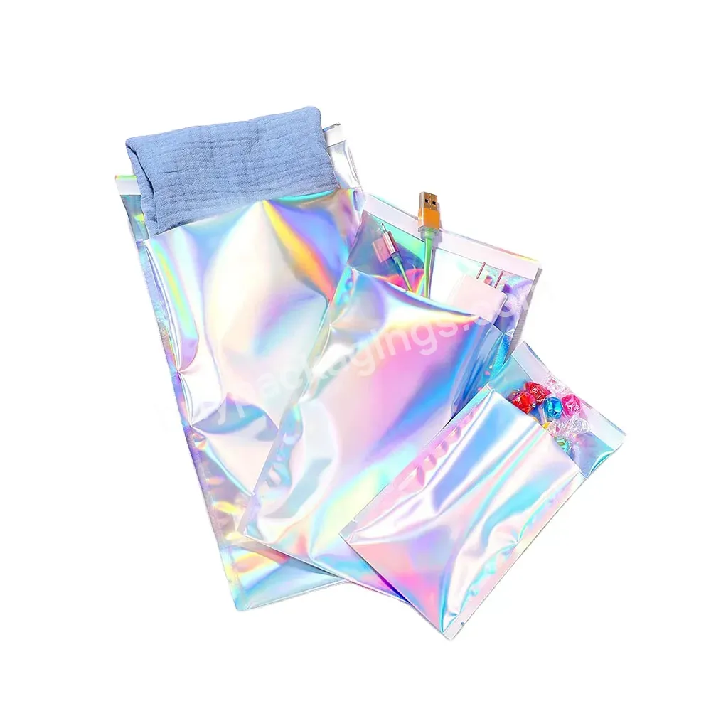 Glitter Poly Mailer Holographic Packaging Plastic Film Self-adhesive 5 Gallon Mylar Bags Moisture Proof Biodegradable Bags