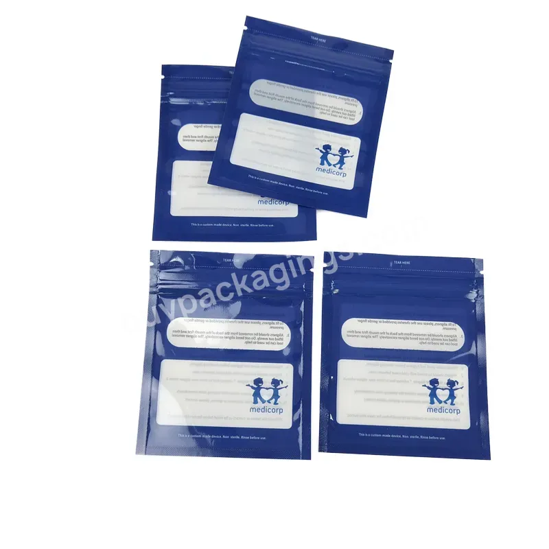 Glossy Finish Surface Plastic Pouch With Logo Printed And Resealable Sachet For Teeth Aligners Packing / Dental Hygiene Bag