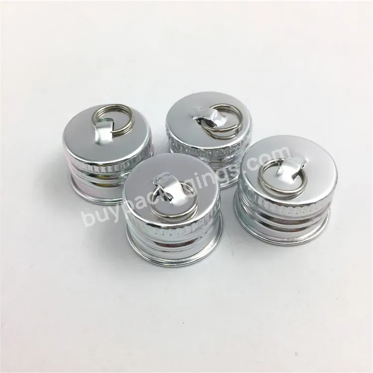 Glossy Silver Color Aluminum Lid With Metal Ring For Plastic Bottle Screw Cap Manufacturer/wholesale