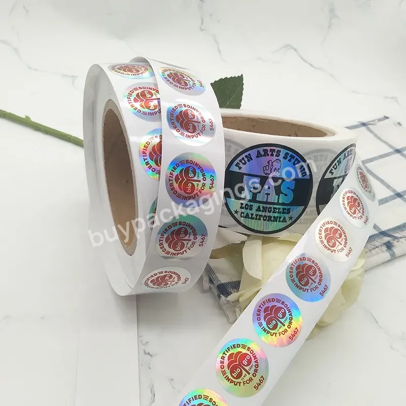 Glossy Vinyl Custom Adhesive Holographic Waterproof Round Label Sticker With Logo