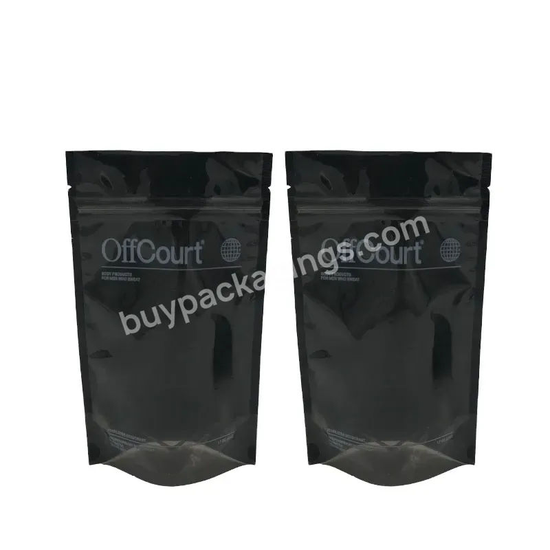 Glossy/matte Black Package Stand Up Pouch Aluminum Foil Packaging Ziplock Bag Mylar Storage Food Bags With Logo