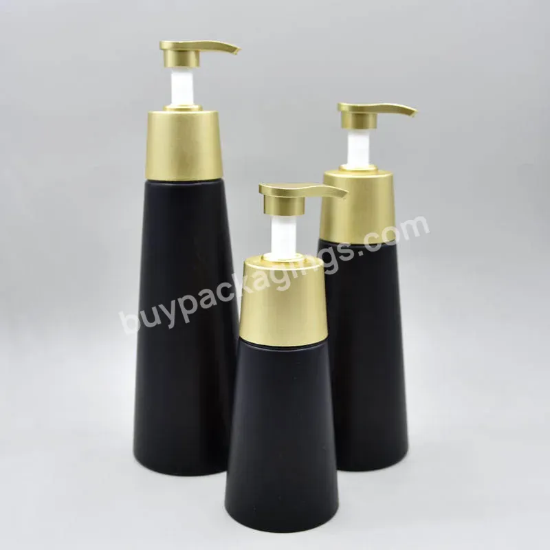 Gold Black Color Custom Logo 300ml 500ml 700ml Pet Lotion Container Shampoo Bottle With Lotion Pump