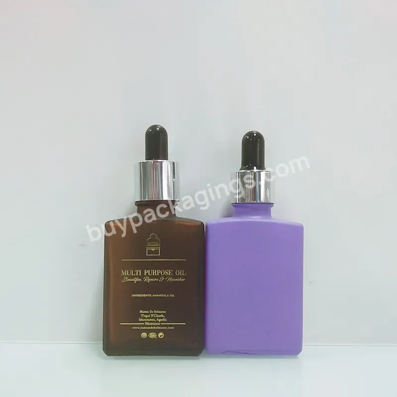 Gold Cap Frosted Matte Purple 30ml Tincture Bottles Glass Serum Bottle Cosmetic Essential Oil Dropper Bottle