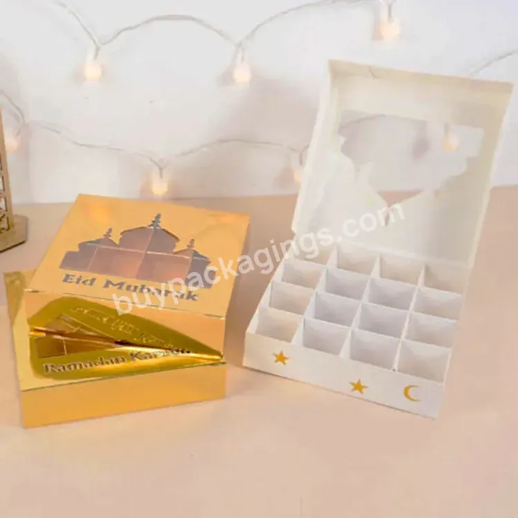 Gold Compartment Box Eid Ramadan Kareem Gift Truffle Box Eid Handmade Chocolate Or Pastry Personal Home Gift Packaging Boxes