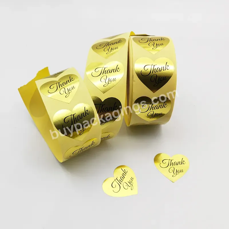 Gold Custom Company Logo Thank You Stickers Printing Double Side Sticker For Thank You