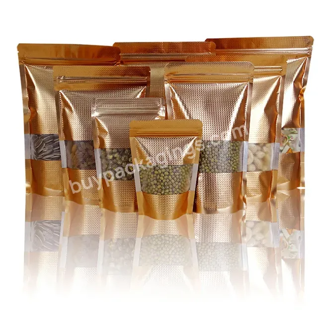 Gold Embossed Window Self-supporting Ziplock Bag Grain Food Packaging Bag