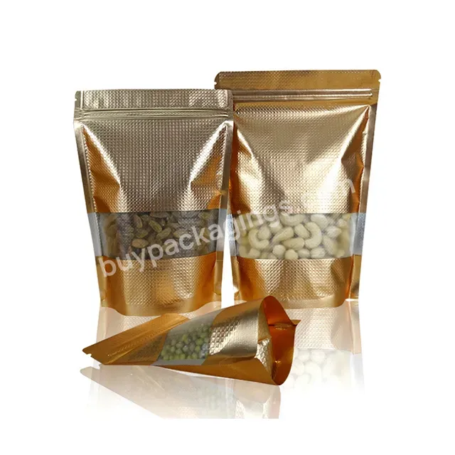 Gold Embossed Window Self-supporting Ziplock Bag Grain Food Packaging Bag