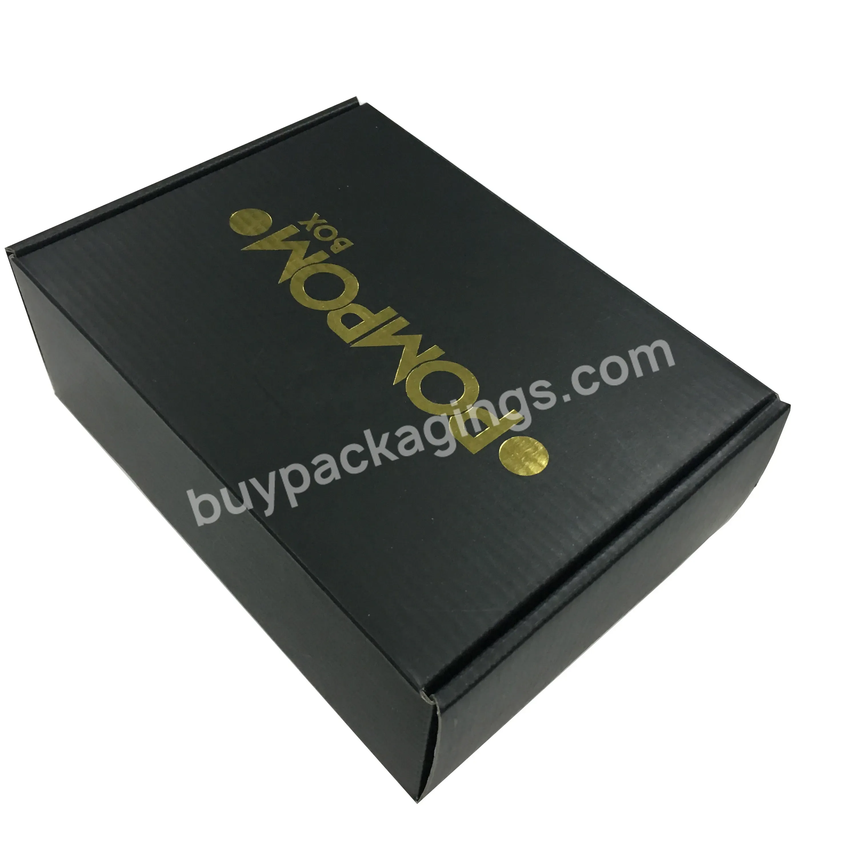 Gold Foil Logo Black Paper Packing Box Heavy Duty Corrugated Custom Shipping Box For Clothes - Buy Corrugated Recycle Cardboard Paper Black Mailer Box Shipping Boxes With Custom Printing,Customized Logo Printing Packaging Box Black Shipping Corrugate