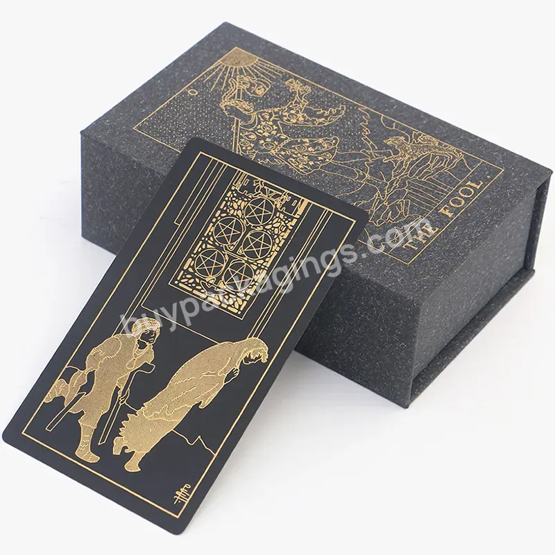 Gold Foil Rigid Cardboard Paper Tarot Card Game High Grade Luxury Material With Quality Magnetic Closure Paper Box Packaging