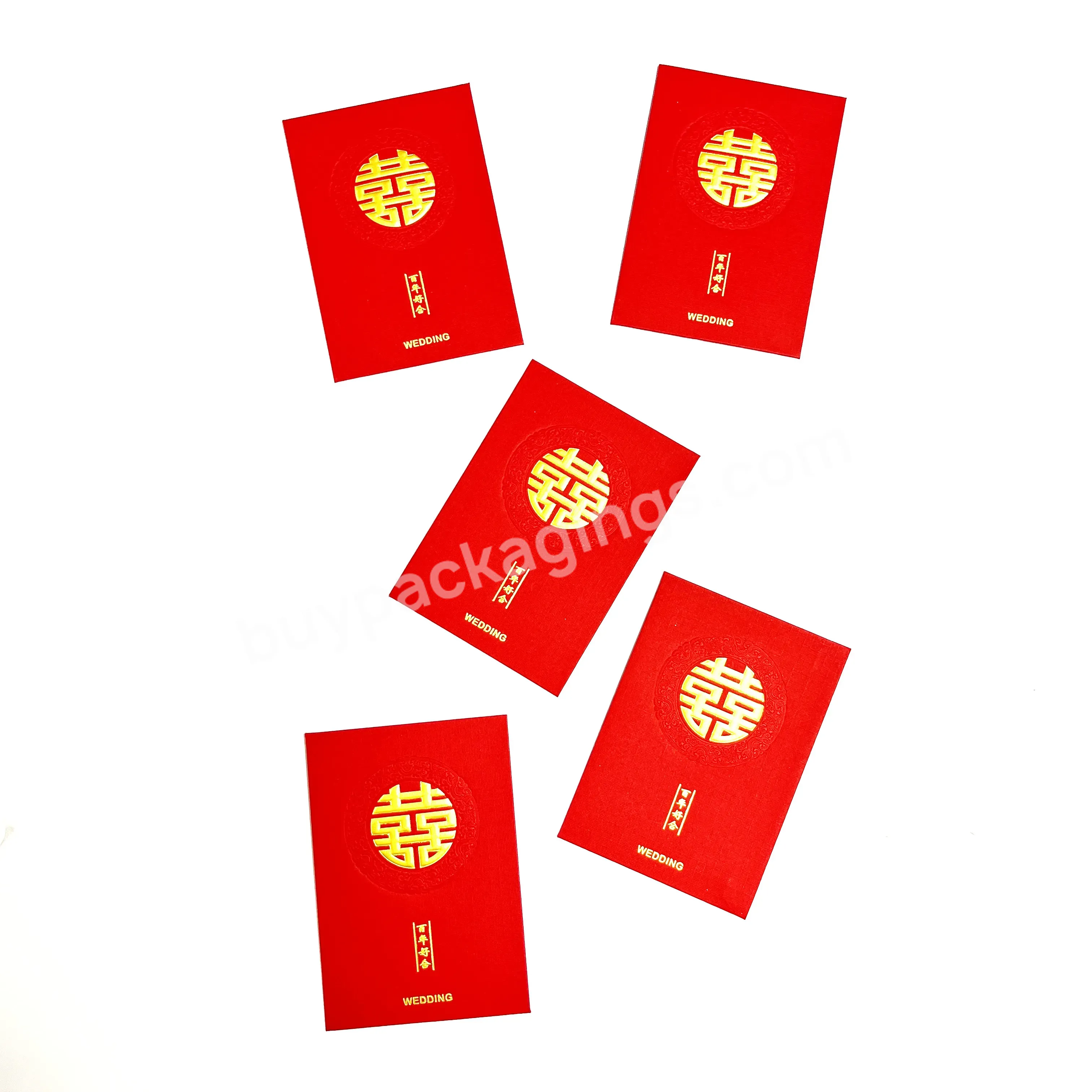 Gold Foil Stamping Uv Logo Red Packet Money Envelope For Wedding