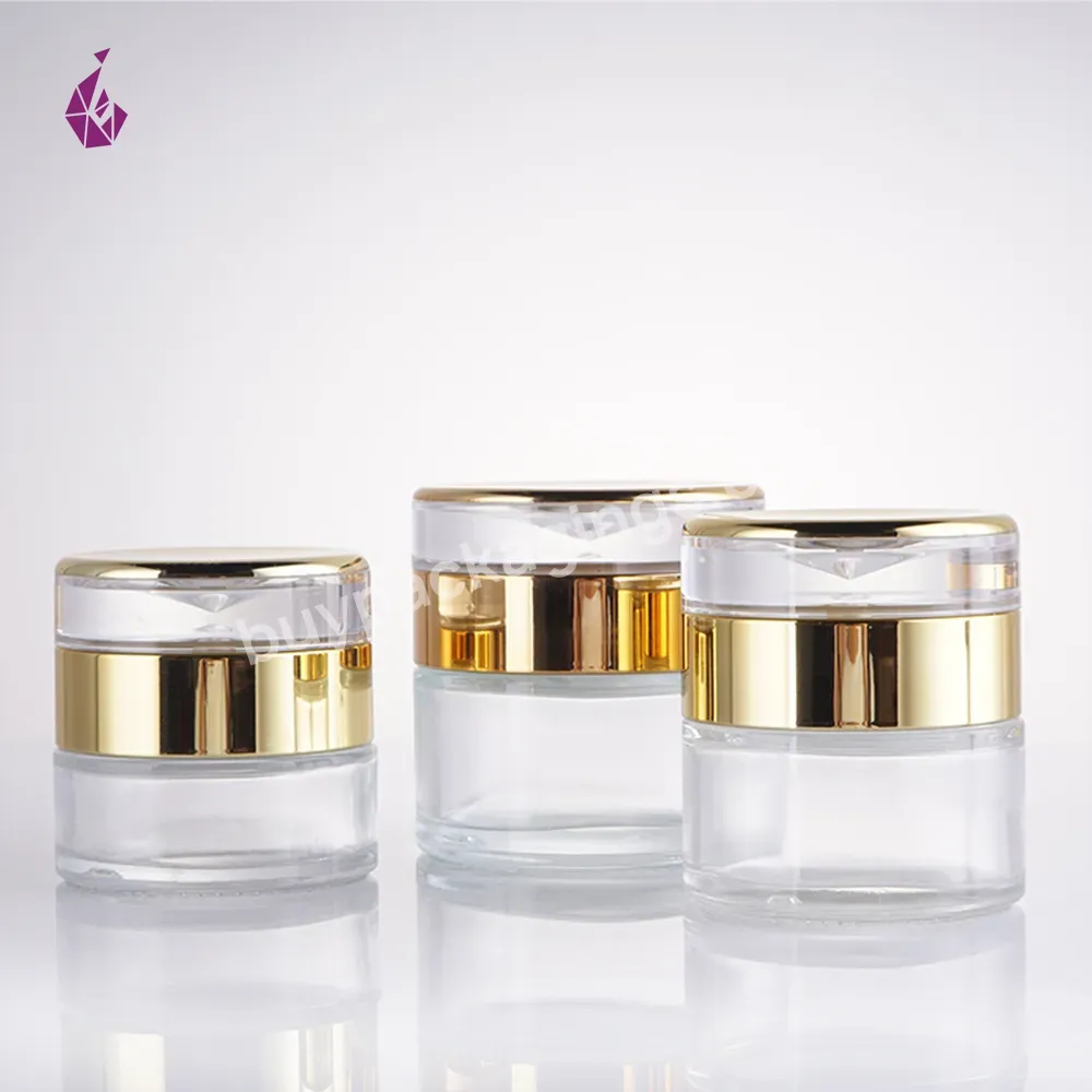 Gold Lid Skin Hair Care Mask Renewable 50ml Hair Cream Cosmetics Glass Packaging Containers