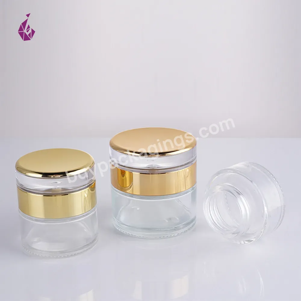 Gold Lid Skin Hair Care Mask Renewable 50ml Hair Cream Cosmetics Glass Packaging Containers