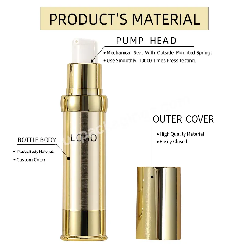 Gold Luxury Skincare Lotion Bottle Airless Pump Bottle 25ml 20ml 15ml 30 Ml 1oz 30ml Airless Pump Bottle Gold