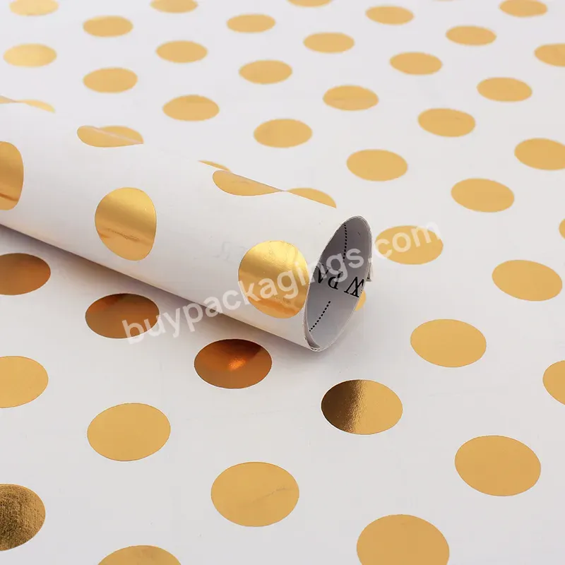 Gold Printing High Quality Polka Wrapping Paper Roll Dots Sheet Festival Party Birthday Custom Gift Wrapping Paper