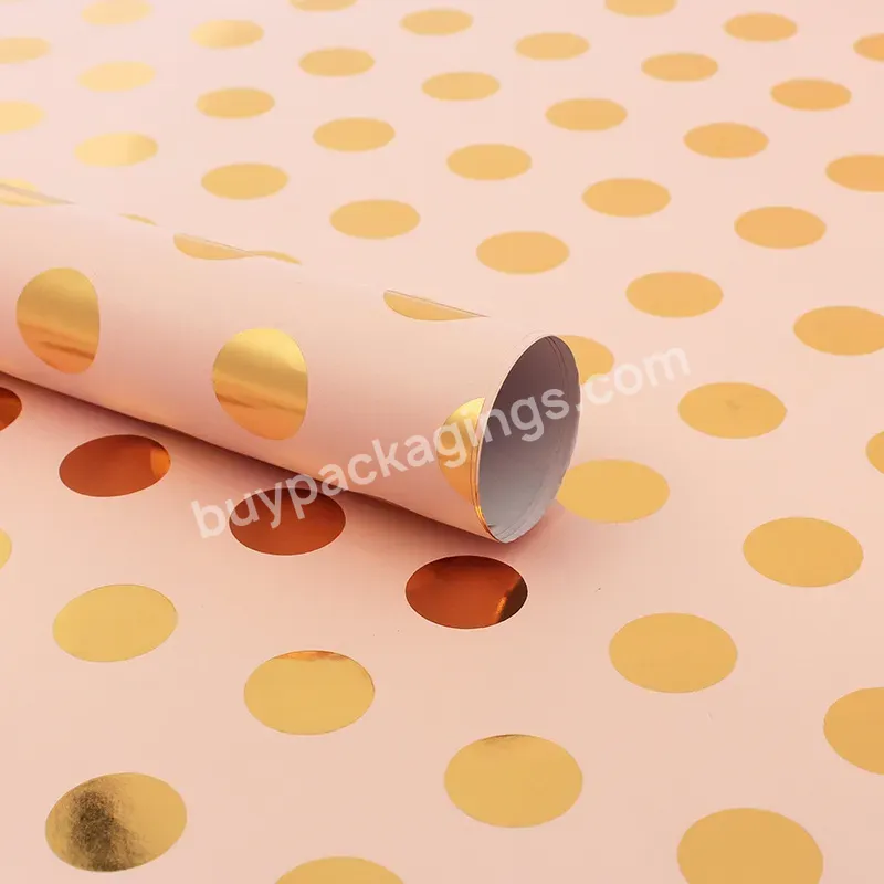 Gold Printing High Quality Polka Wrapping Paper Roll Dots Sheet Festival Party Birthday Custom Gift Wrapping Paper