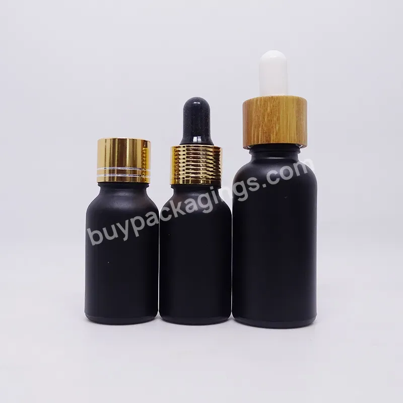 Gold Supplier Hot Sale 30ml 50ml 100ml 1oz Matte Black Round Glass Dropper Bottle For Essential Oil