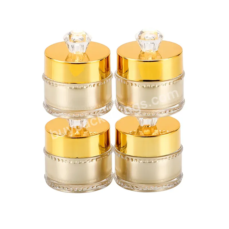 Golden 3d Diamond-shaped Top Cover Polka Dot Decorative Border Acrylic Cosmetic Cream Jar