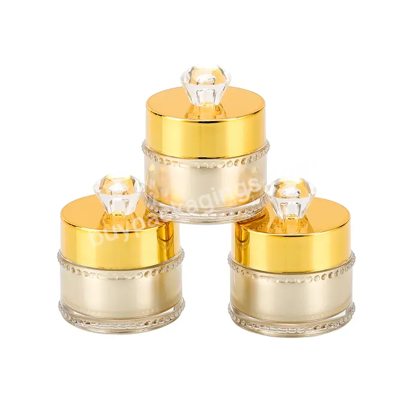 Golden 3d Diamond-shaped Top Cover Polka Dot Decorative Border Acrylic Cosmetic Cream Jar