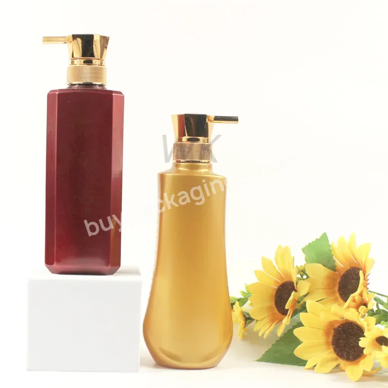 Golden Color 300ml 400ml 500ml Custom Plastic Shampoo Bottle With Lotion Pump