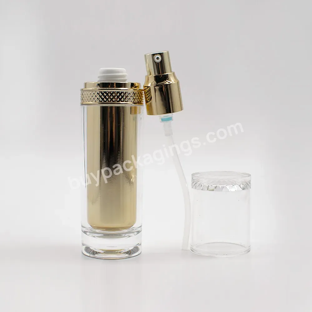 Golden Cosmetic Packaging Skin Care Round Set 15ml 30ml 50ml 100ml 120ml Acrylic Lotion Bottle And 30g50g Jar Set In Stock