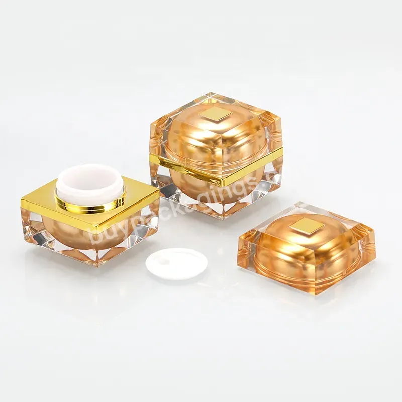 Golden Inside Square Transparent 10 G Acrylic Shell Bronzing Cream Jar Cosmetic Packaging Container