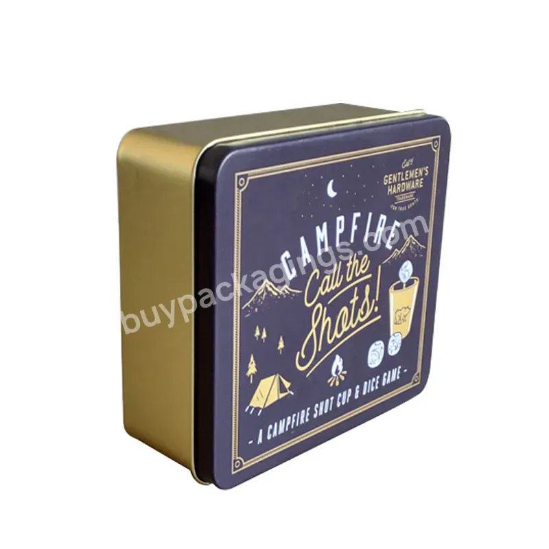 Golden Tea Candy Jar Tin Can Black Square Tea Container Tin Luxury Food Tea Packaging Metal Tin Can Box