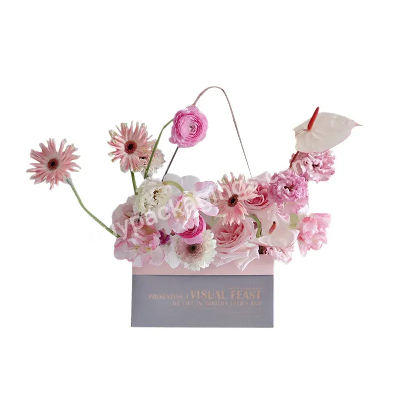 Good Design Flower Gift Box With Handle Flora Basket Packaging S L Size Customized Flower Paper Box Flower Carry Bag